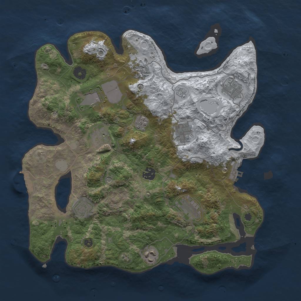 Rust Map: Procedural Map, Size: 3500, Seed: 827444689, 19 Monuments