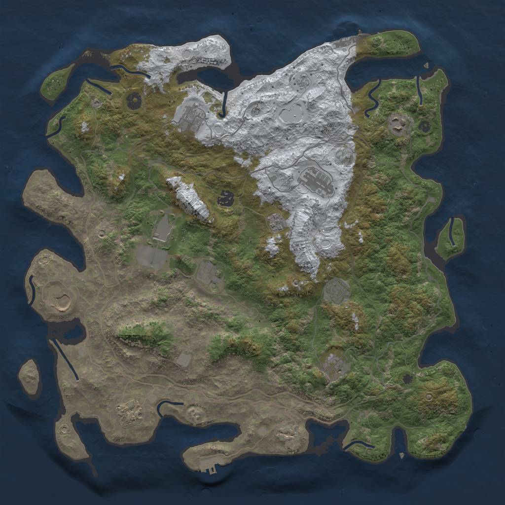 Rust Map: Procedural Map, Size: 4500, Seed: 1286544989, 20 Monuments