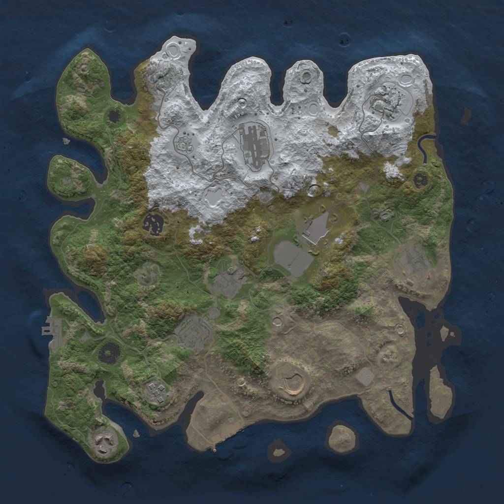 Rust Map: Procedural Map, Size: 3500, Seed: 127289367, 19 Monuments