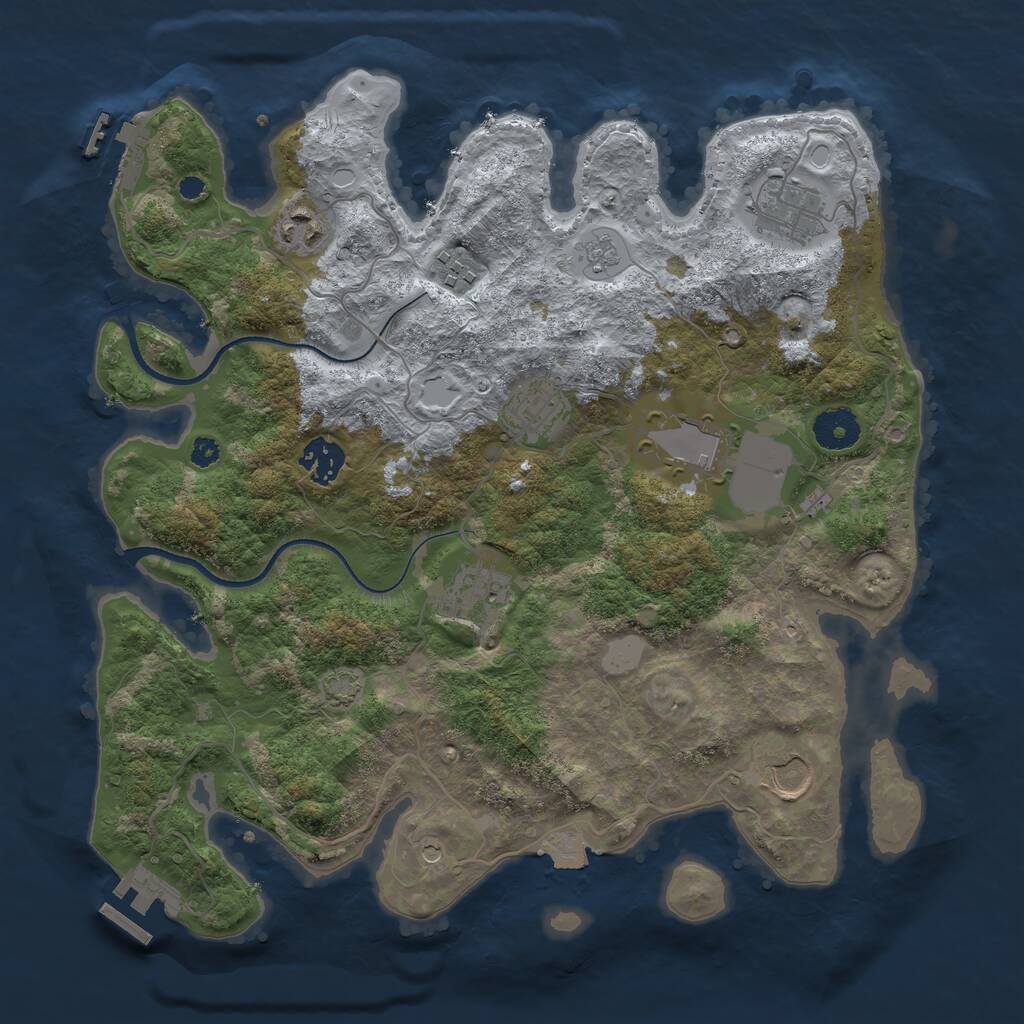 Rust Map: Procedural Map, Size: 3500, Seed: 127289367, 14 Monuments