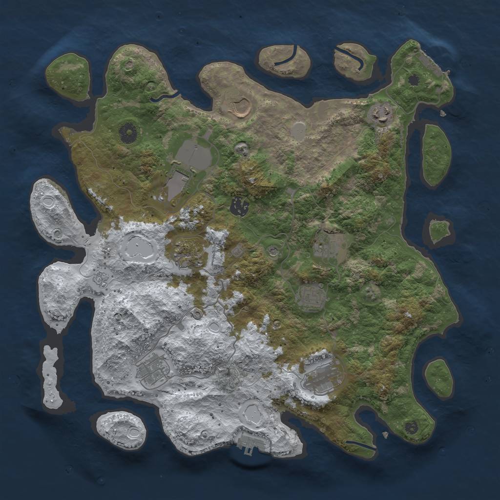 Rust Map: Procedural Map, Size: 3850, Seed: 1337099509, 18 Monuments