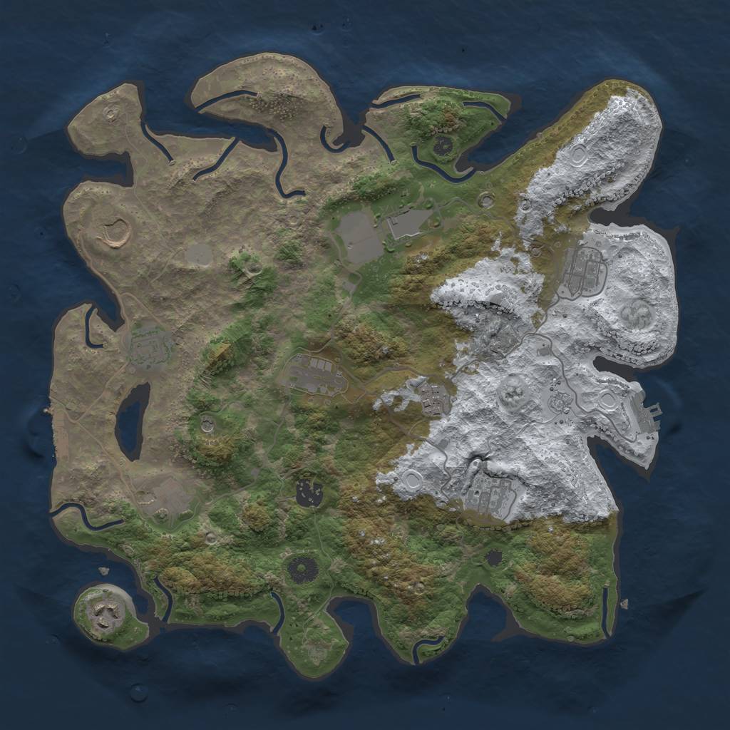 Rust Map: Procedural Map, Size: 3800, Seed: 1117, 19 Monuments