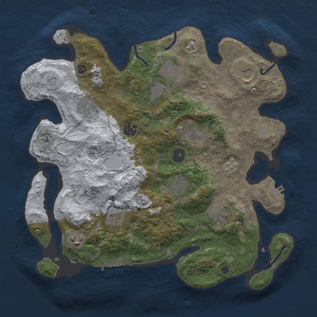 Rust Map: Procedural Map, Size: 3500, Seed: 2098095194, 19 Monuments