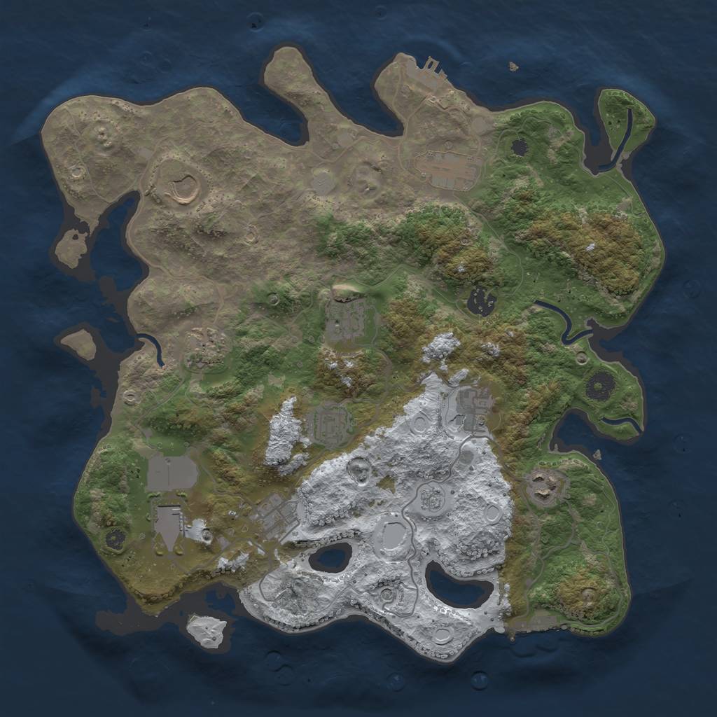 Rust Map: Procedural Map, Size: 3700, Seed: 6336361, 19 Monuments