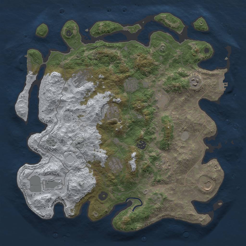 Rust Map: Procedural Map, Size: 4000, Seed: 1240026220, 20 Monuments
