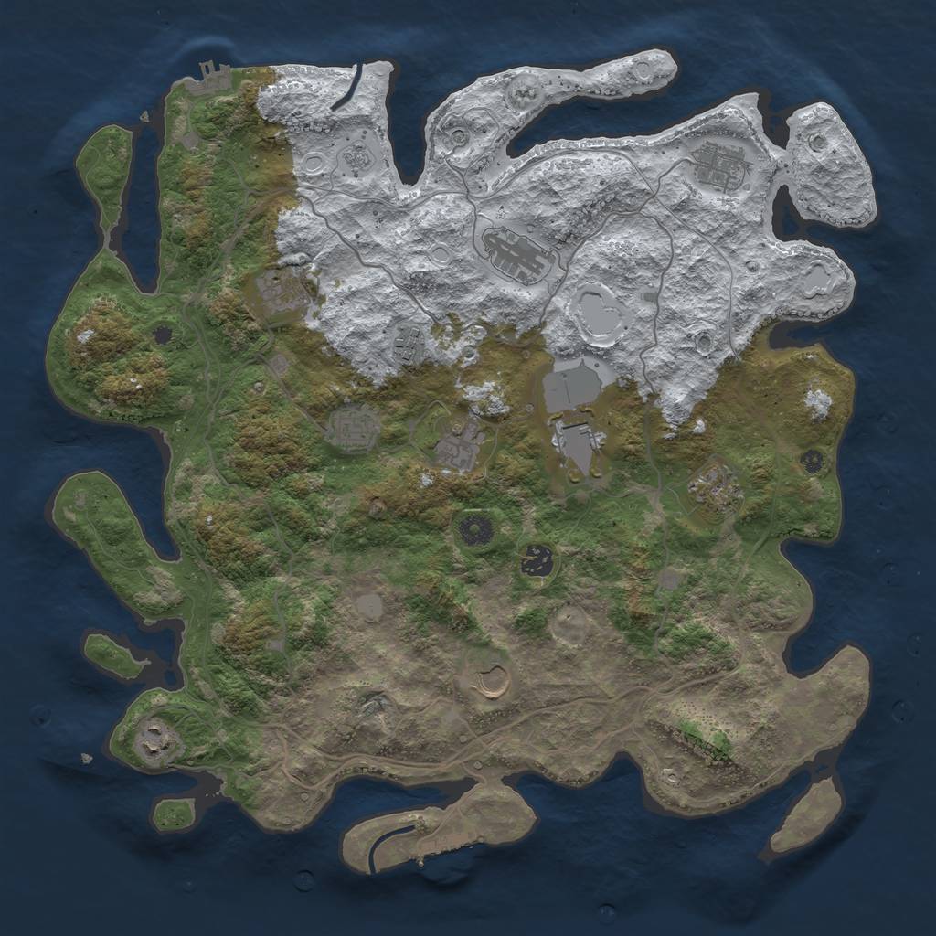 Rust Map: Procedural Map, Size: 4258, Seed: 88888888, 20 Monuments