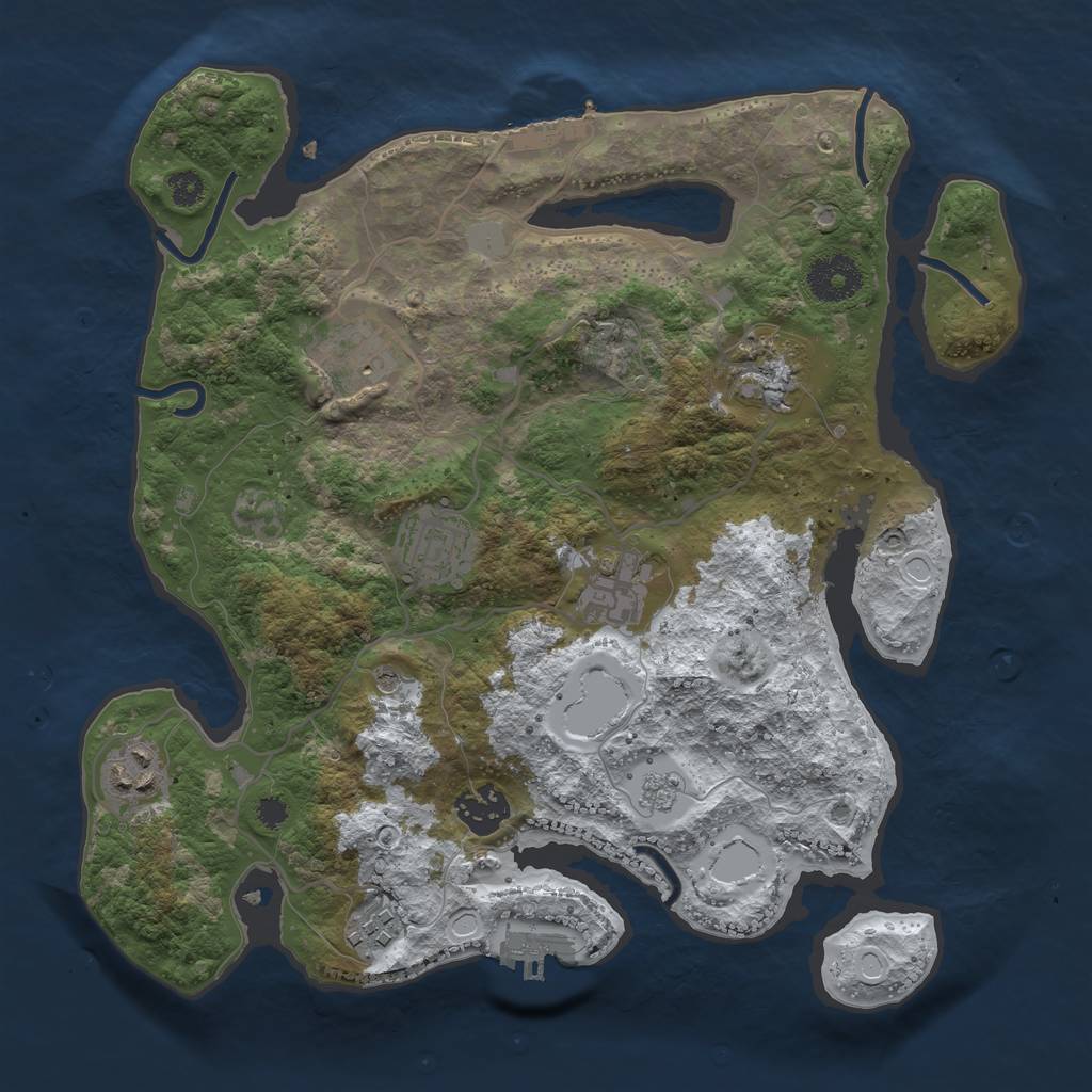 Rust Map: Procedural Map, Size: 3200, Seed: 88645, 16 Monuments
