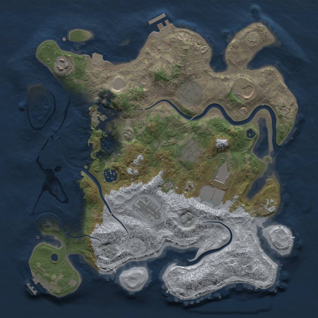 Rust Map: Procedural Map, Size: 3500, Seed: 1401468, 15 Monuments