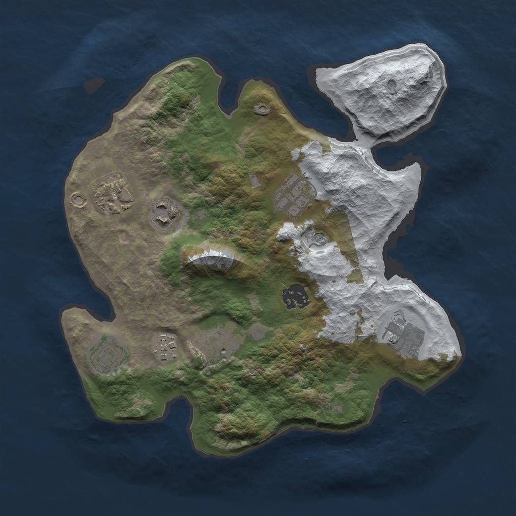 Rust Map: Barren, Size: 3000, Seed: 5674563, 11 Monuments