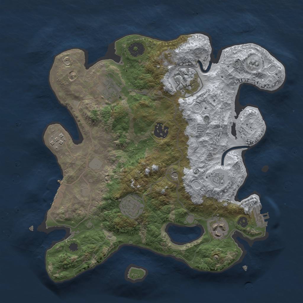 Rust Map: Procedural Map, Size: 3000, Seed: 1890368151, 15 Monuments