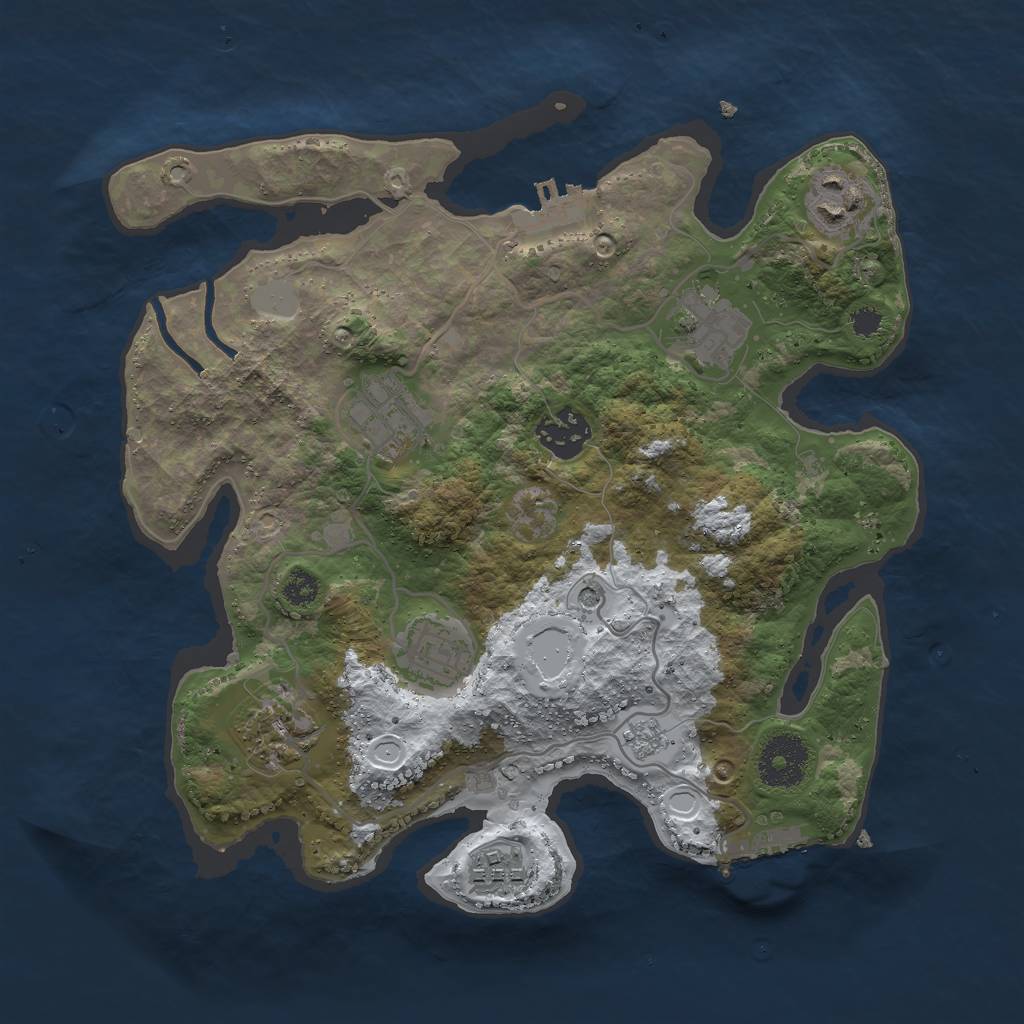 Rust Map: Procedural Map, Size: 3000, Seed: 957593, 16 Monuments