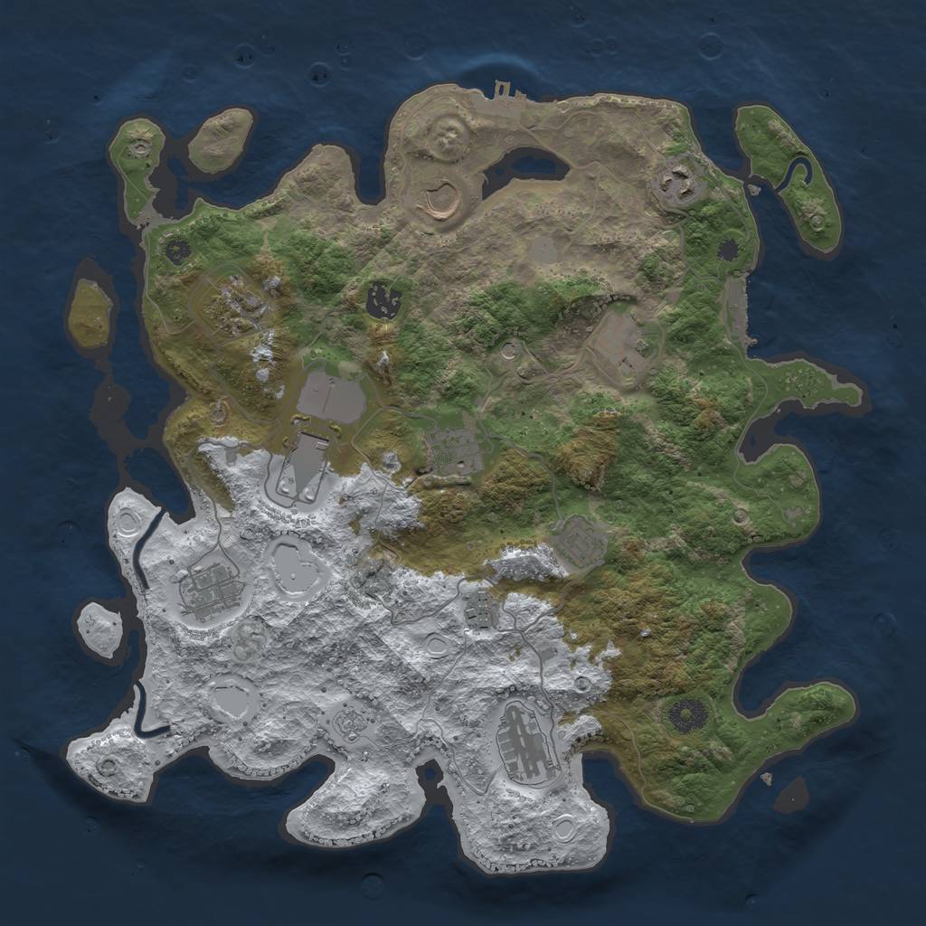Rust Map: Procedural Map, Size: 3750, Seed: 585529574, 20 Monuments