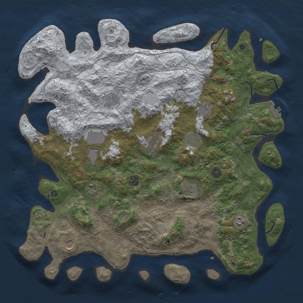 Rust Map: Procedural Map, Size: 4500, Seed: 533893920, 19 Monuments