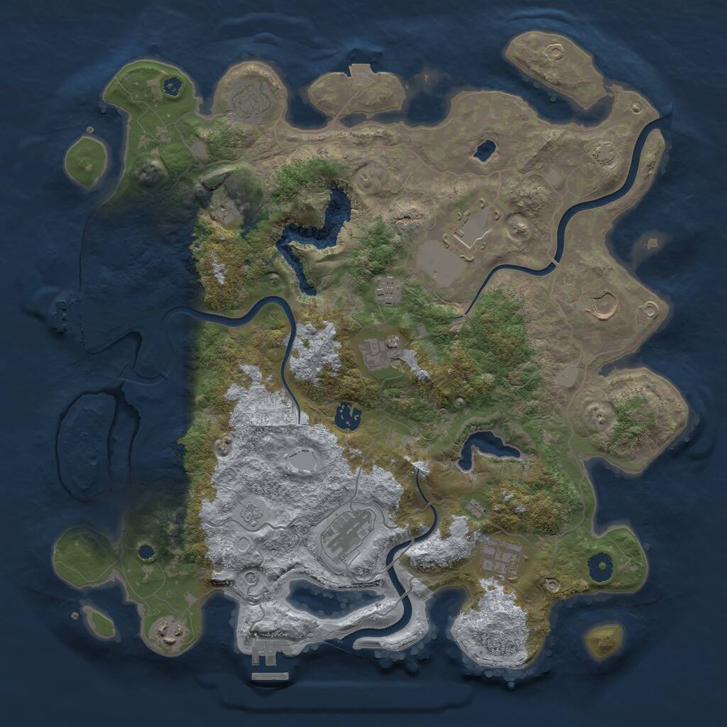 Rust Map: Procedural Map, Size: 4000, Seed: 4295727, 16 Monuments