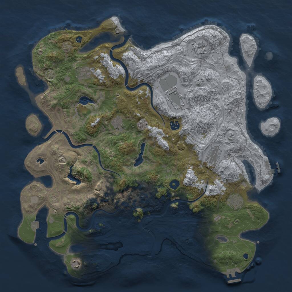 Rust Map: Procedural Map, Size: 4500, Seed: 9275, 16 Monuments