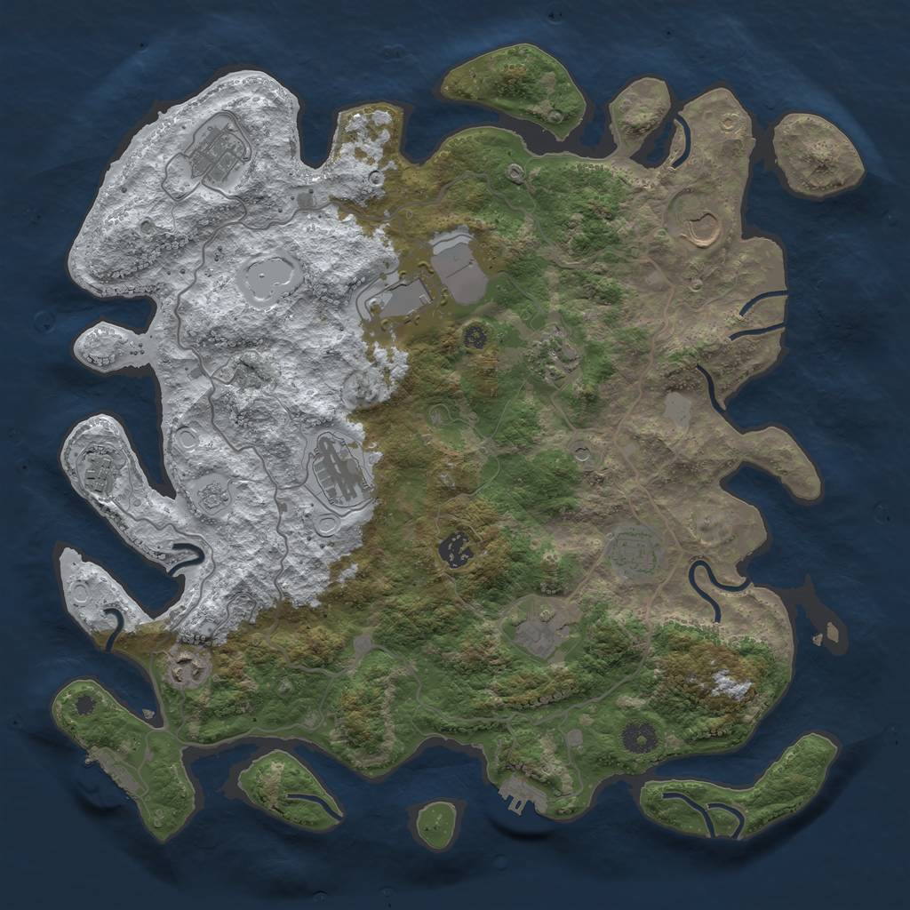 Rust Map: Procedural Map, Size: 4000, Seed: 1495293073, 19 Monuments