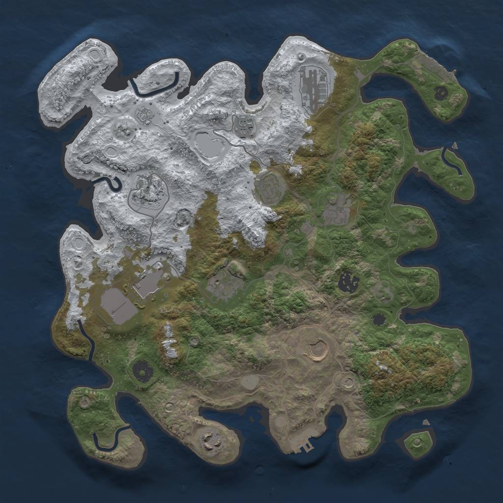Rust Map: Procedural Map, Size: 3550, Seed: 945591, 19 Monuments