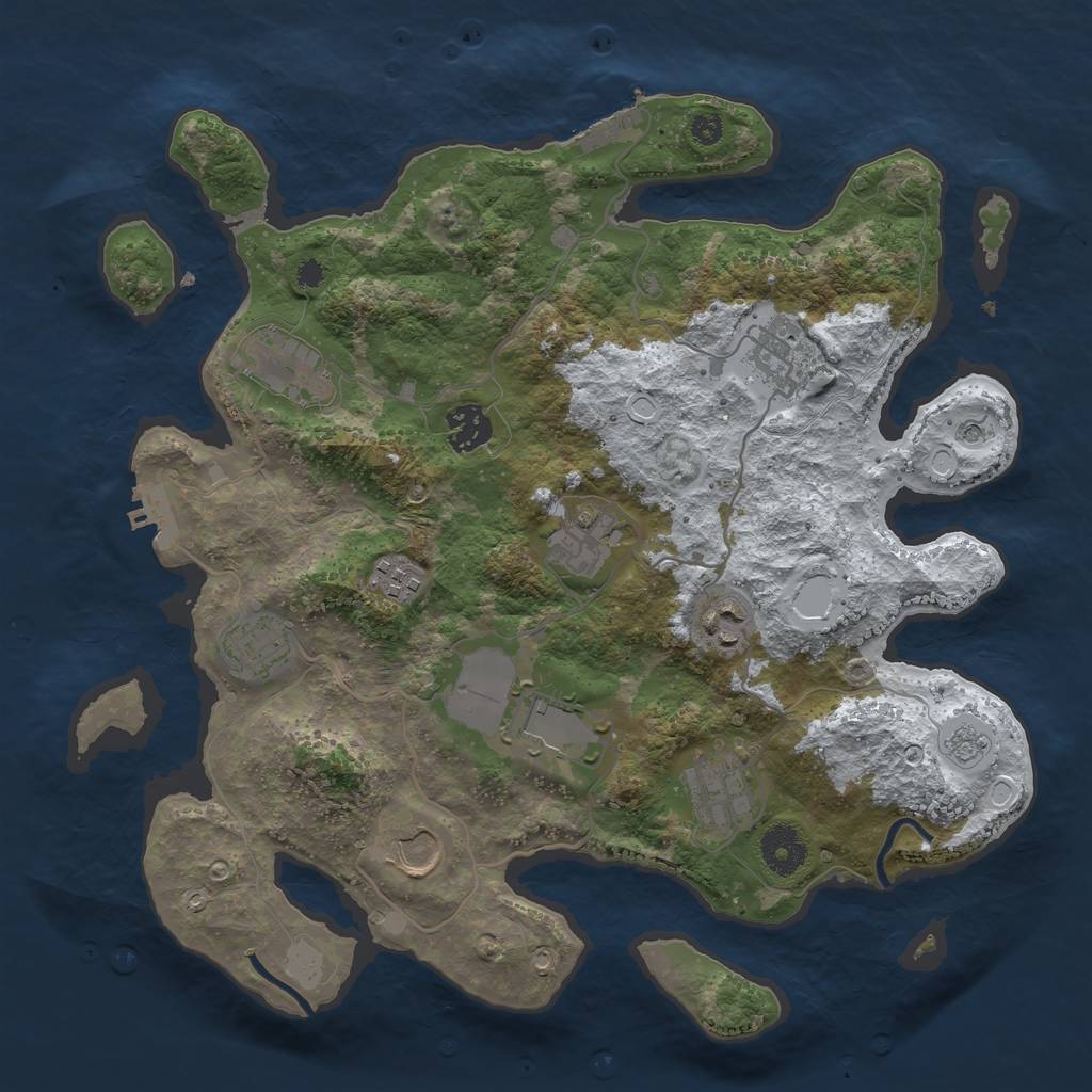 Rust Map: Procedural Map, Size: 3500, Seed: 858324631, 19 Monuments