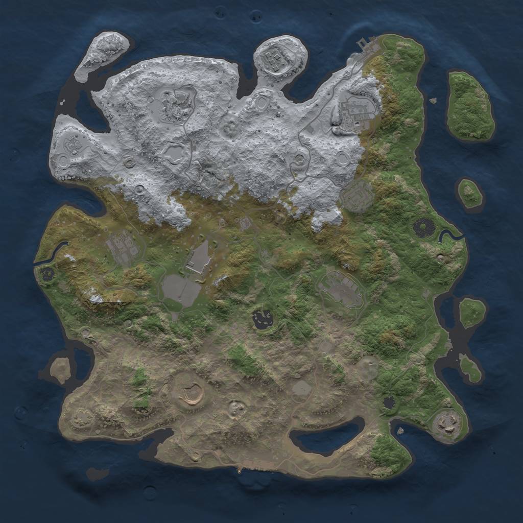 Rust Map: Procedural Map, Size: 3750, Seed: 273760500, 18 Monuments