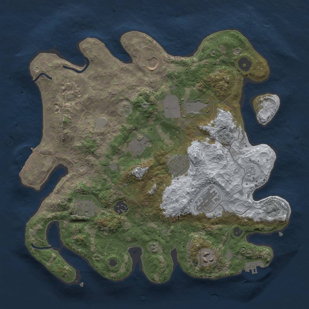 Rust Map: Procedural Map, Size: 3500, Seed: 1221242490, 19 Monuments
