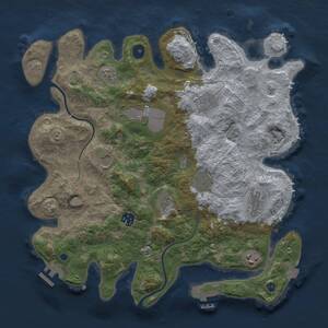 Thumbnail Rust Map: Procedural Map, Size: 3700, Seed: 612455219, 15 Monuments