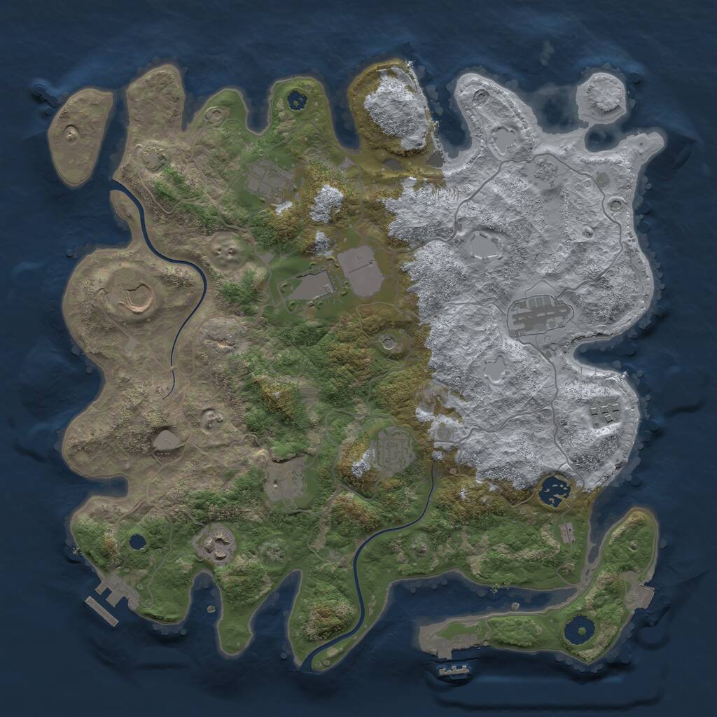 Rust Map: Procedural Map, Size: 3700, Seed: 612455219, 15 Monuments