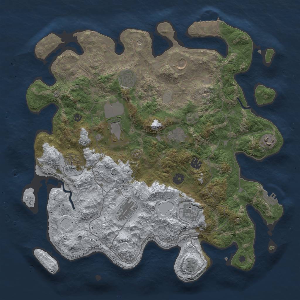 Rust Map: Procedural Map, Size: 4000, Seed: 223348374, 19 Monuments