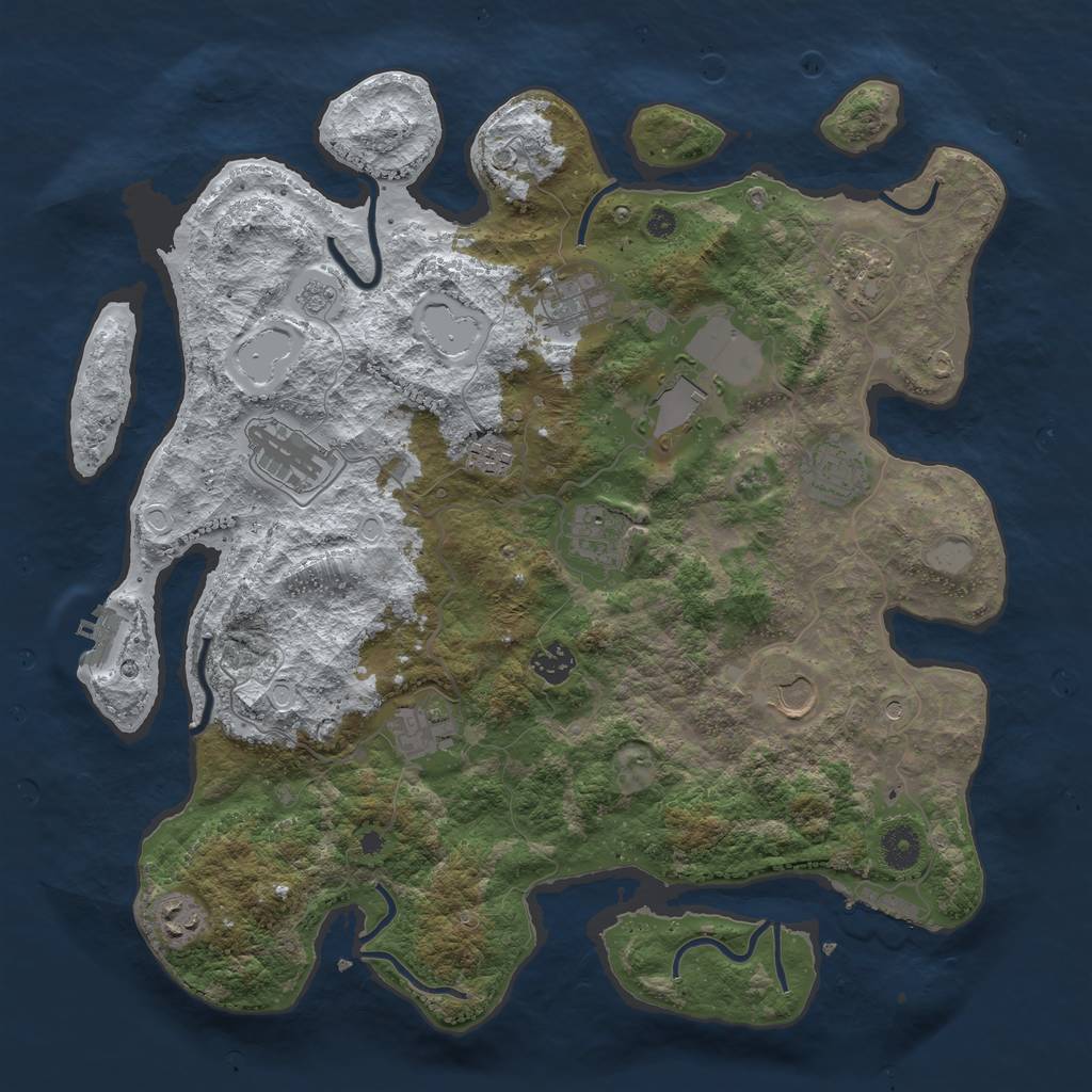 Rust Map: Procedural Map, Size: 3950, Seed: 1025136570, 20 Monuments