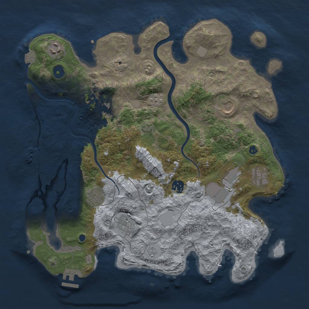 Rust Map: Procedural Map, Size: 3700, Seed: 973688506, 15 Monuments