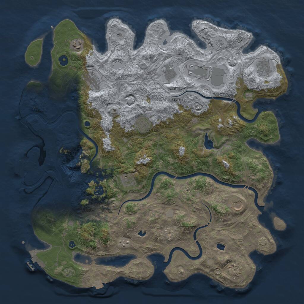 Rust Map: Procedural Map, Size: 4500, Seed: 3110197, 17 Monuments
