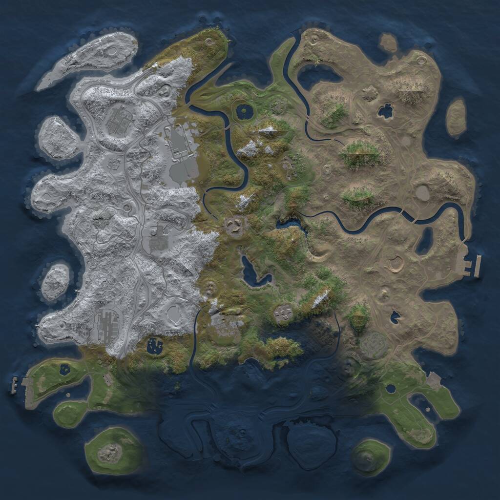 Rust Map: Procedural Map, Size: 4500, Seed: 3933463, 17 Monuments