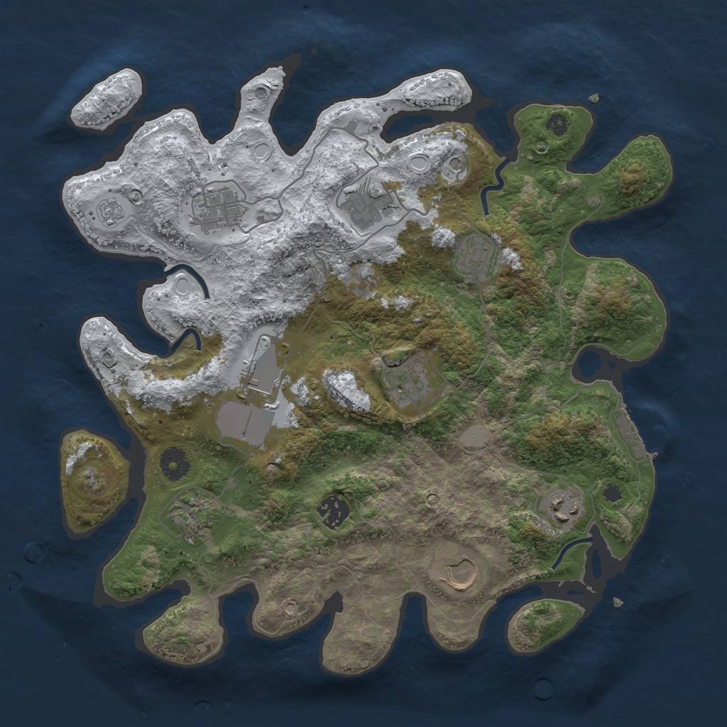 Rust Map: Procedural Map, Size: 3500, Seed: 37212535, 17 Monuments