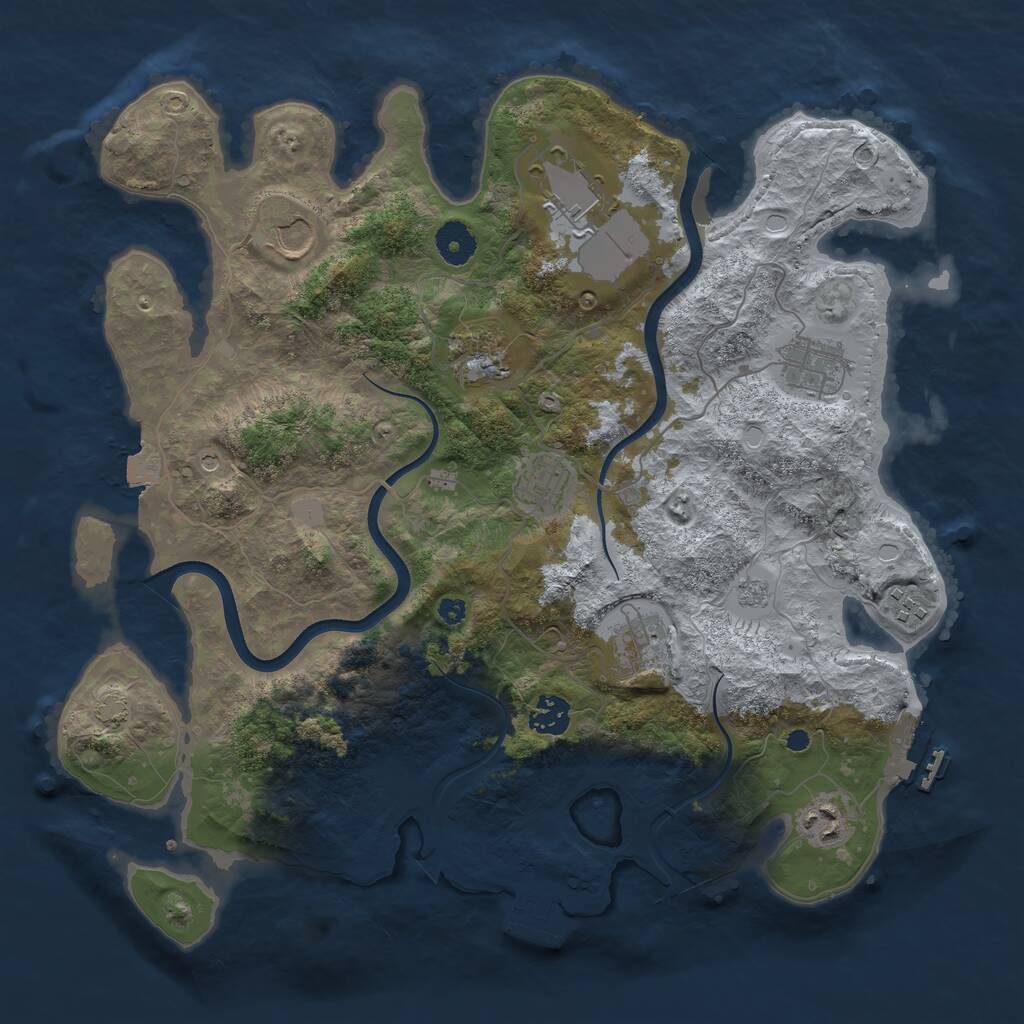 Rust Map: Procedural Map, Size: 3750, Seed: 955368409, 15 Monuments