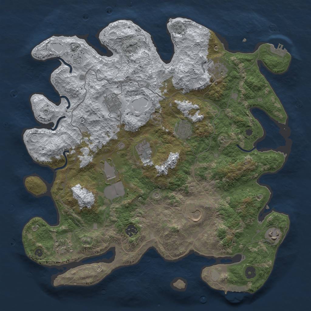 Rust Map: Procedural Map, Size: 4000, Seed: 230385, 19 Monuments