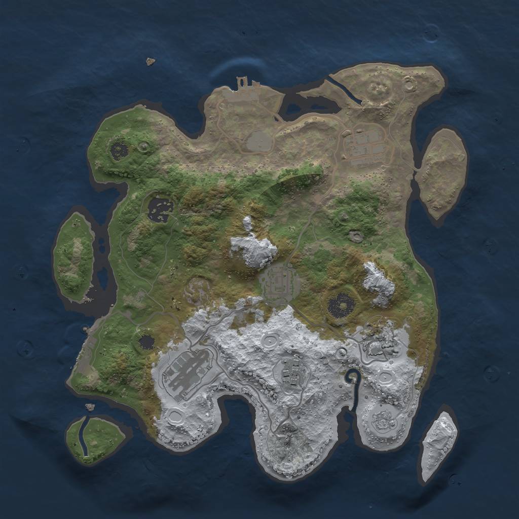 Rust Map: Procedural Map, Size: 3000, Seed: 628871411, 14 Monuments