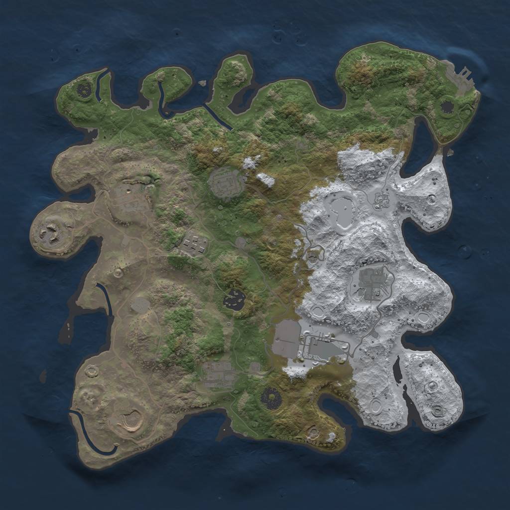 Rust Map: Procedural Map, Size: 3500, Seed: 1496565319, 17 Monuments