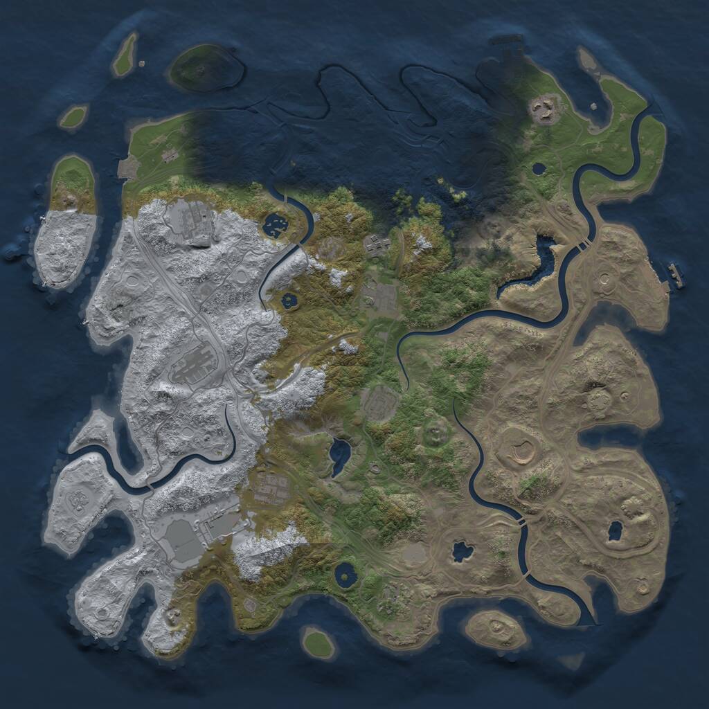 Rust Map: Procedural Map, Size: 4500, Seed: 410619991, 17 Monuments