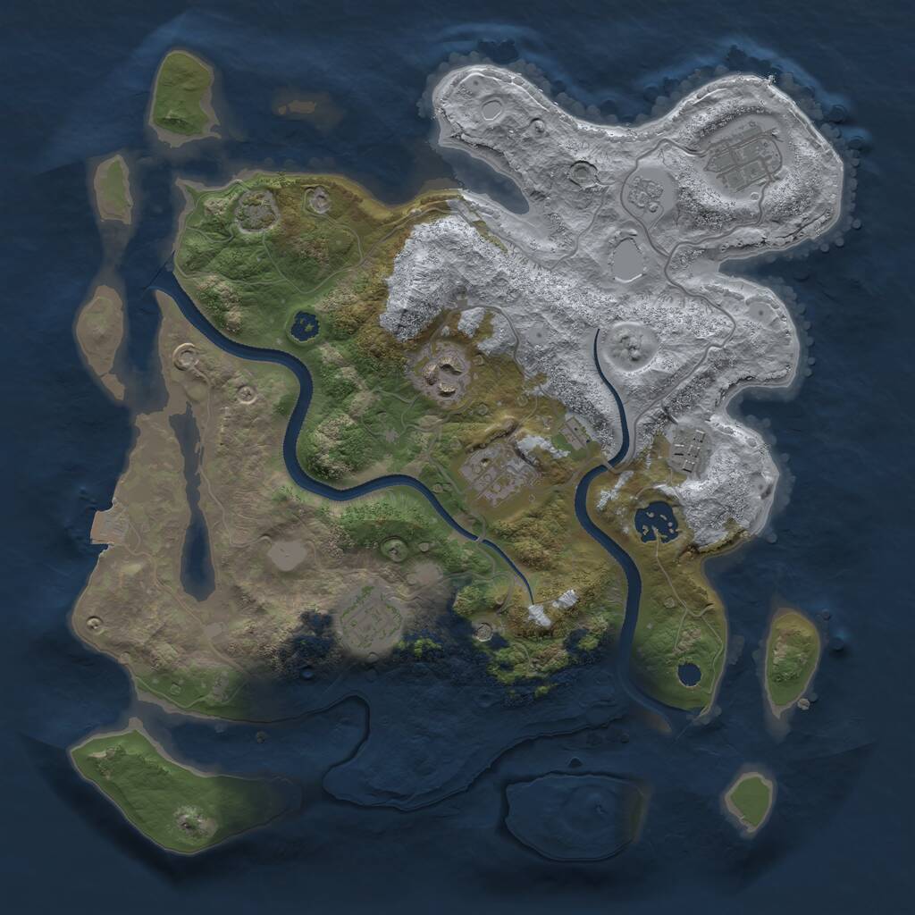 Rust Map: Procedural Map, Size: 3200, Seed: 640682, 10 Monuments
