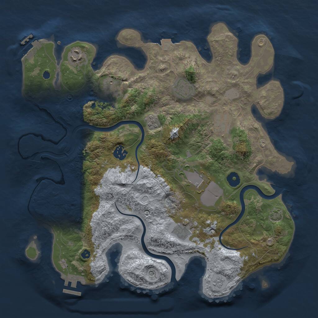 Rust Map: Procedural Map, Size: 3500, Seed: 193015, 14 Monuments