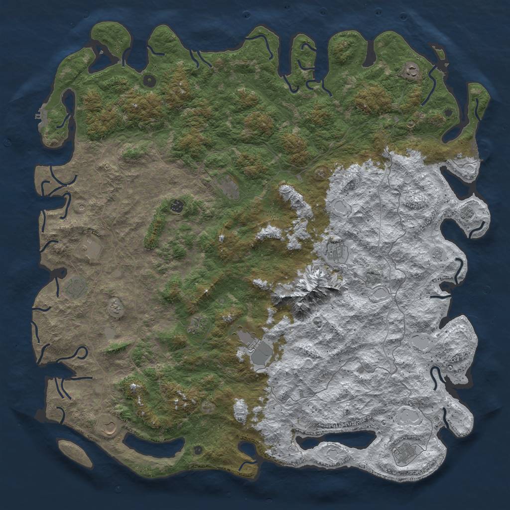 Rust Map: Procedural Map, Size: 6000, Seed: 891878, 20 Monuments