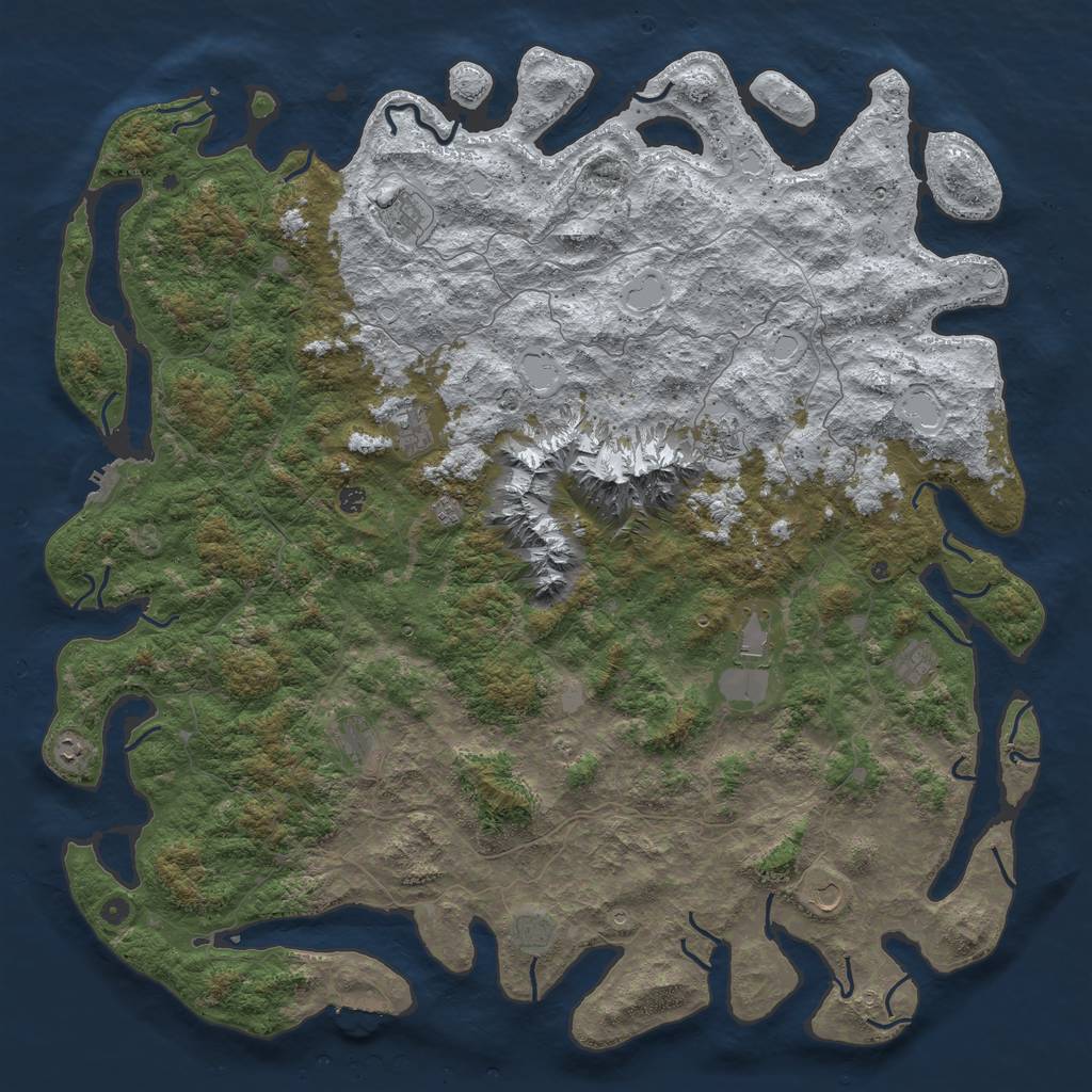 Rust Map: Procedural Map, Size: 6000, Seed: 496714, 20 Monuments