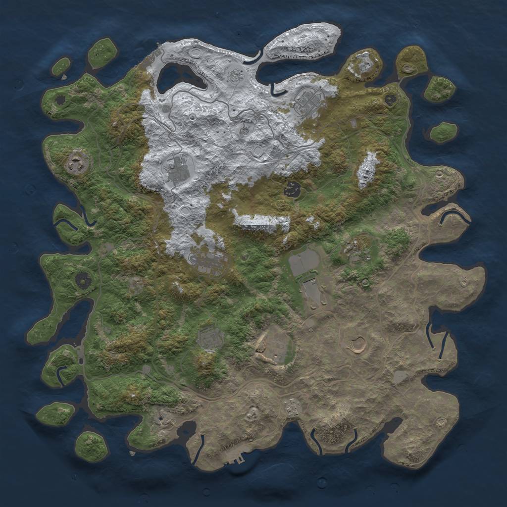 Rust Map: Procedural Map, Size: 4500, Seed: 13374, 20 Monuments