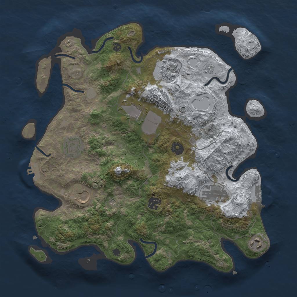 Rust Map: Procedural Map, Size: 3500, Seed: 454930135, 16 Monuments