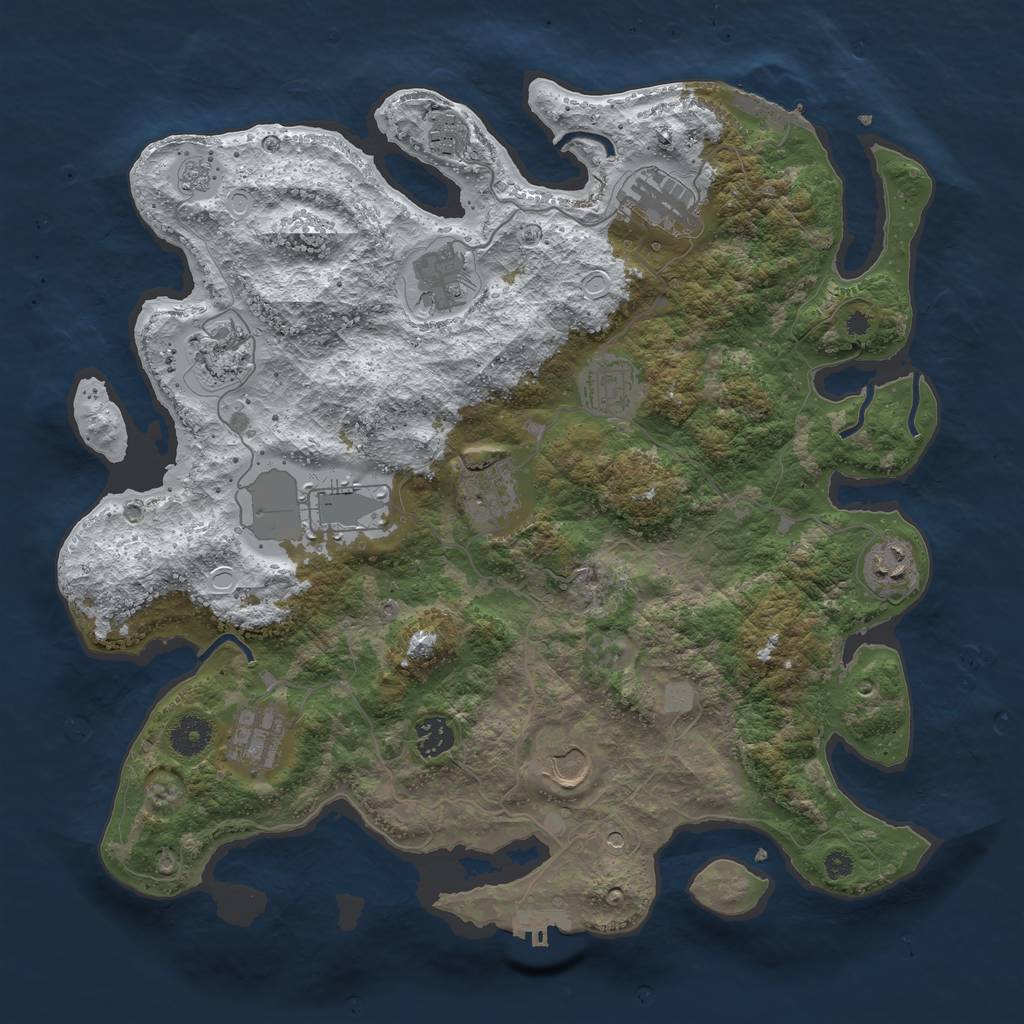 Rust Map: Procedural Map, Size: 3850, Seed: 1272877602, 20 Monuments