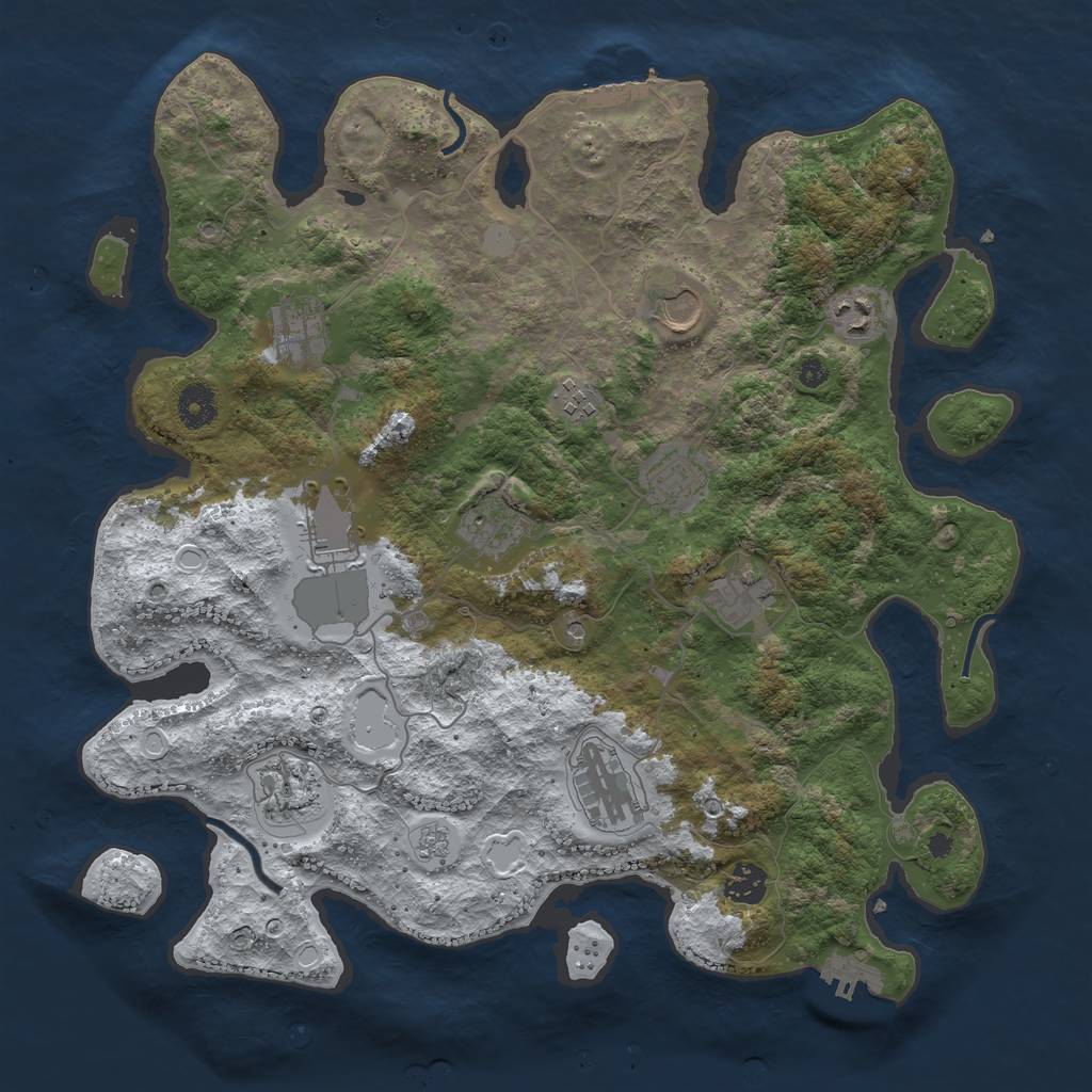 Rust Map: Procedural Map, Size: 3850, Seed: 1399041525, 20 Monuments