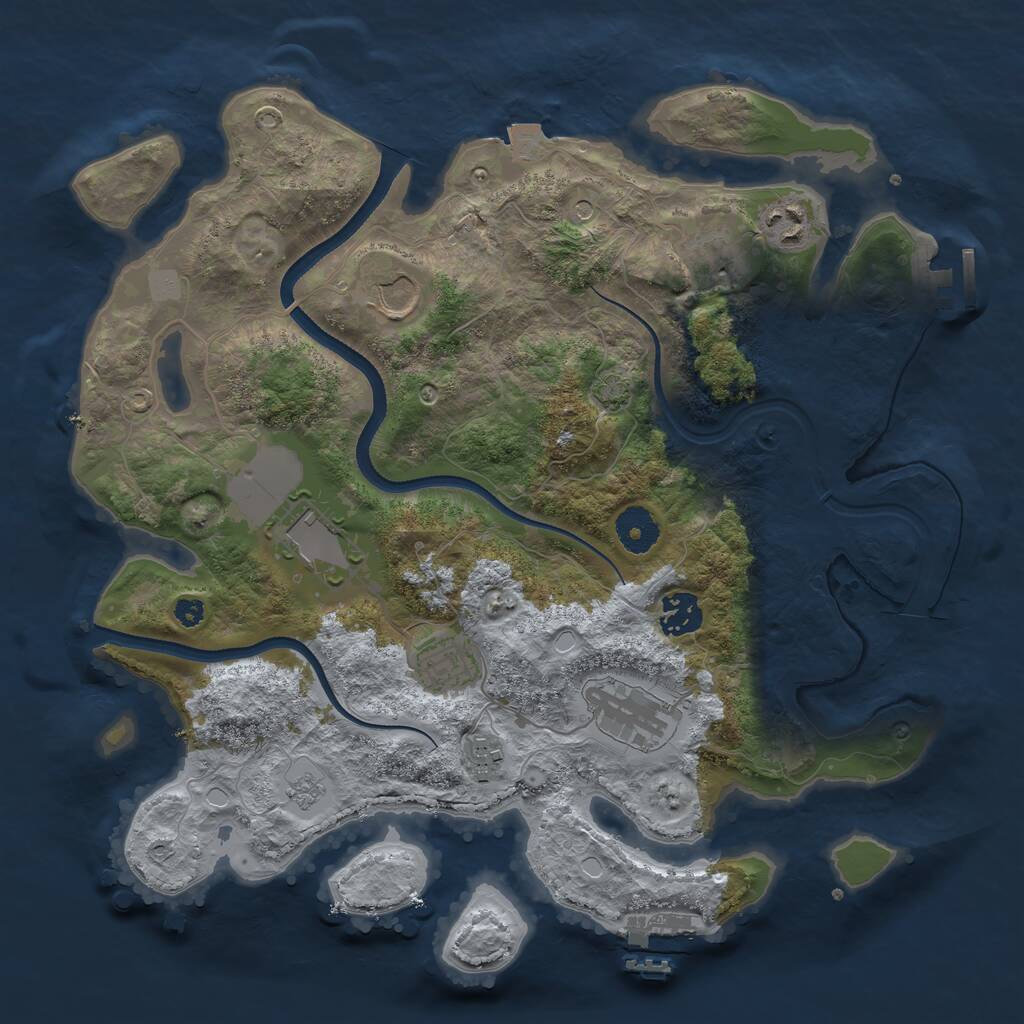 Rust Map: Procedural Map, Size: 3500, Seed: 1841117618, 14 Monuments