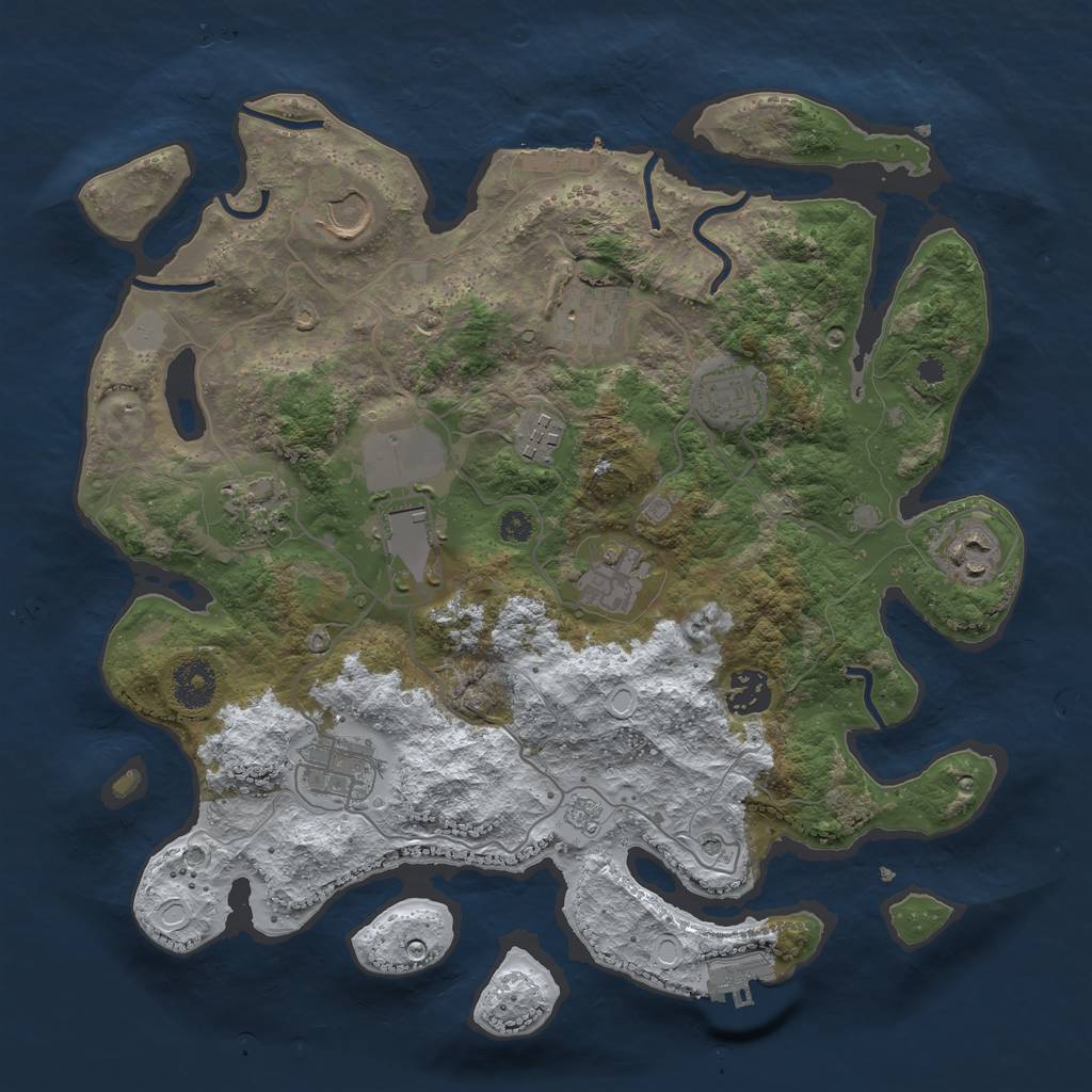 Rust Map: Procedural Map, Size: 3500, Seed: 1841117618, 19 Monuments