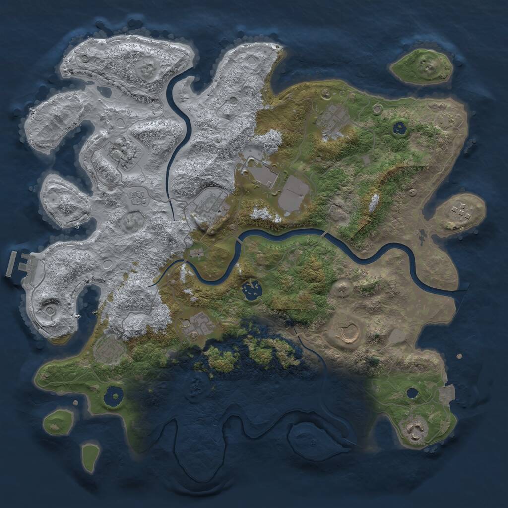 Rust Map: Procedural Map, Size: 3850, Seed: 747013044, 15 Monuments