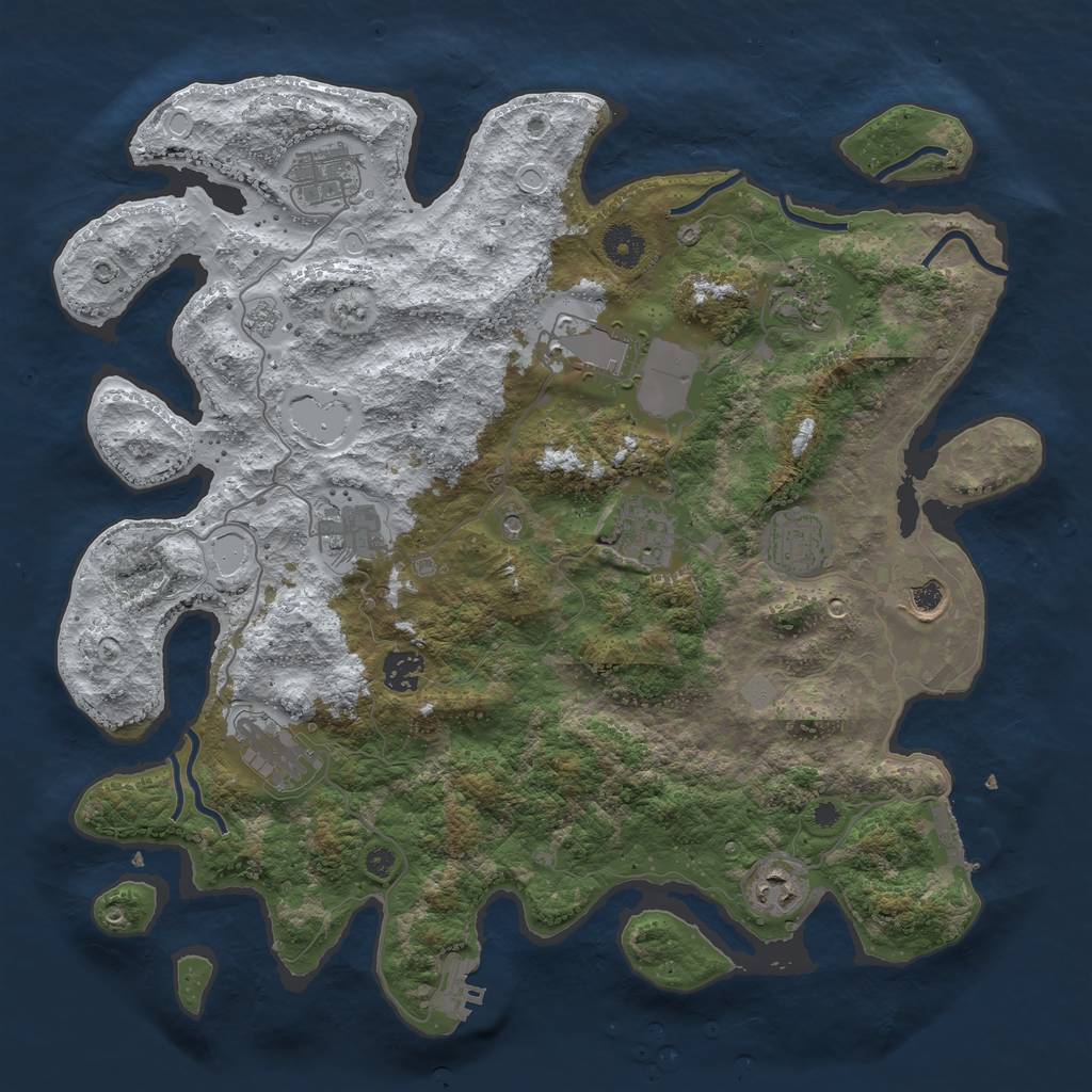 Rust Map: Procedural Map, Size: 3850, Seed: 747013044, 19 Monuments