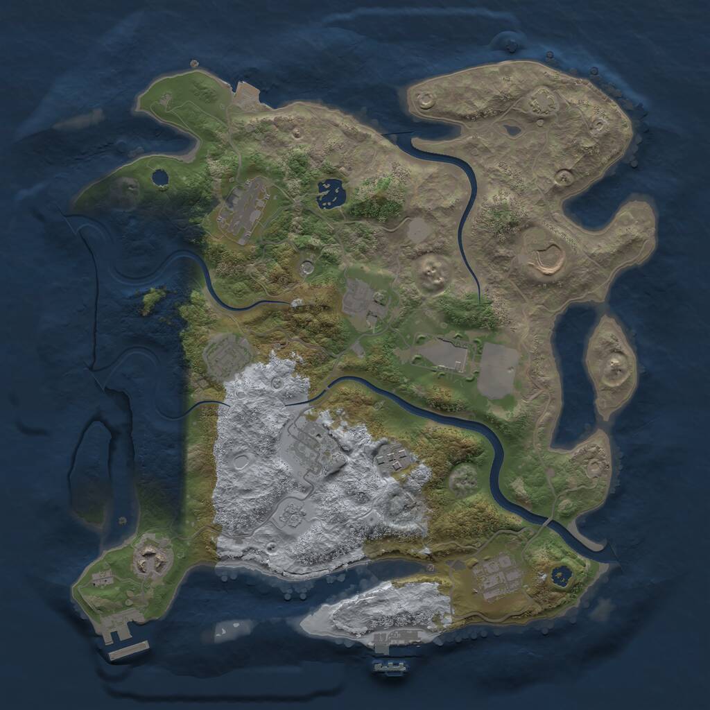 Rust Map: Procedural Map, Size: 3500, Seed: 43695, 16 Monuments
